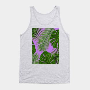 Palm Leaf and Monstera on Bright Purple Tank Top